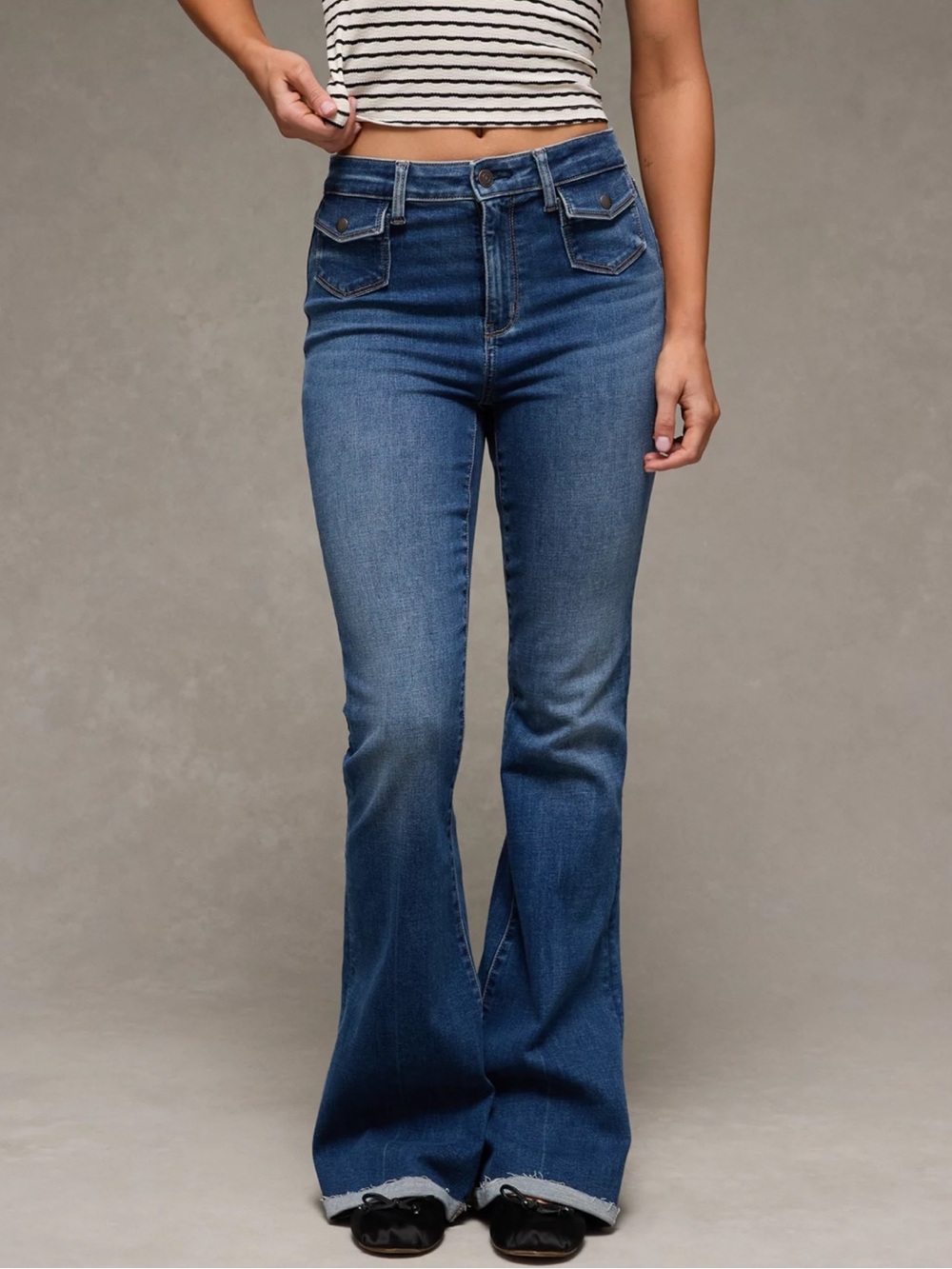 American Eagle Next Level Stretch Super High Rise Flare Jeans